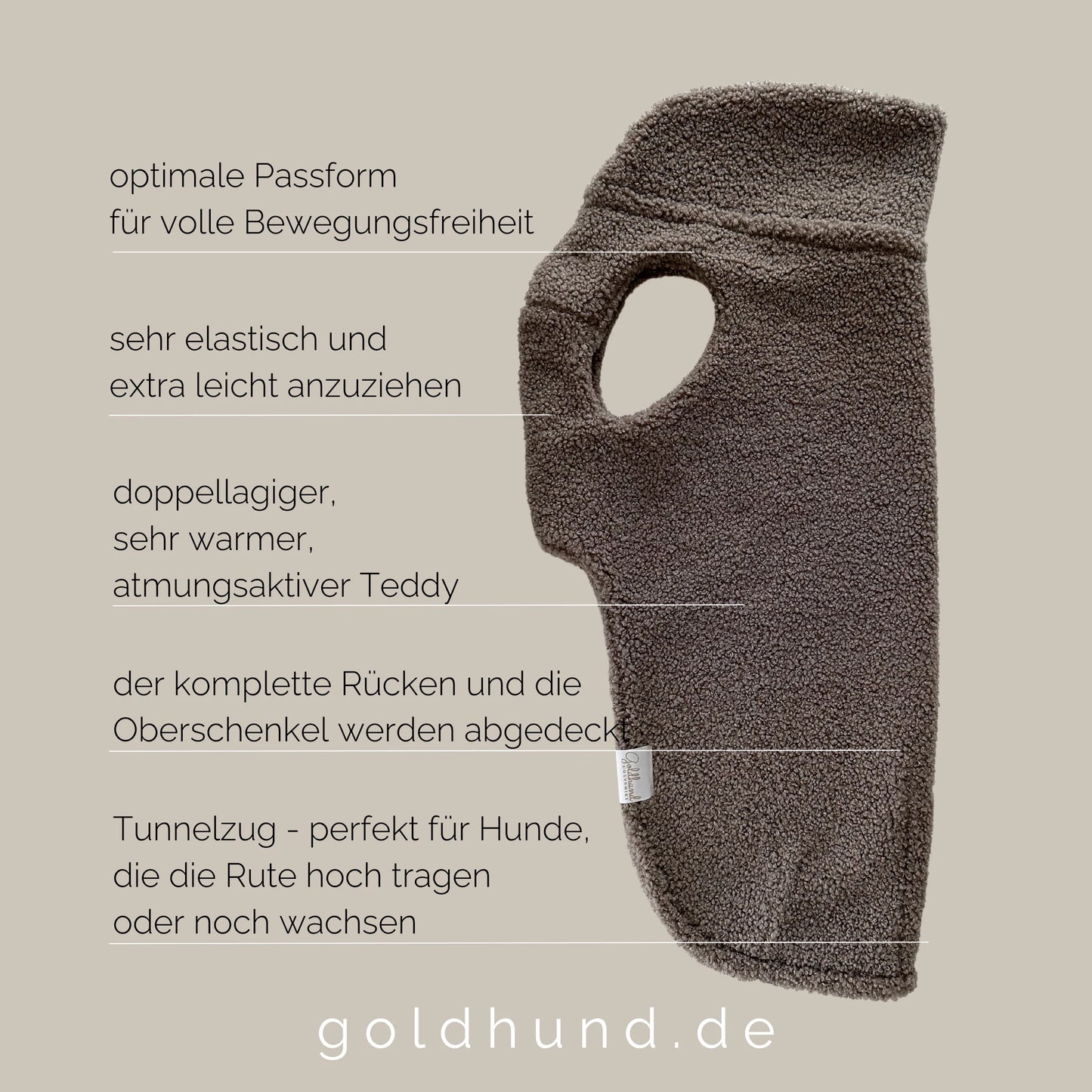 Hundepullover CosyShirt Stay Warm Teddy Taupe