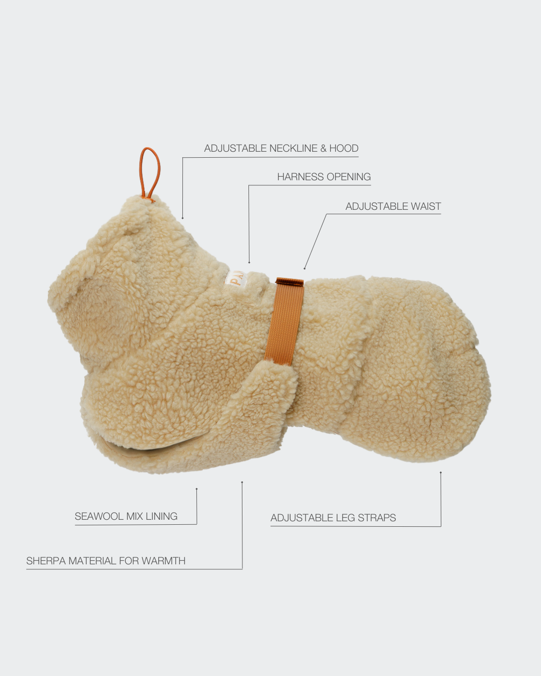 Hundewintermantel Sherpa Taupe
