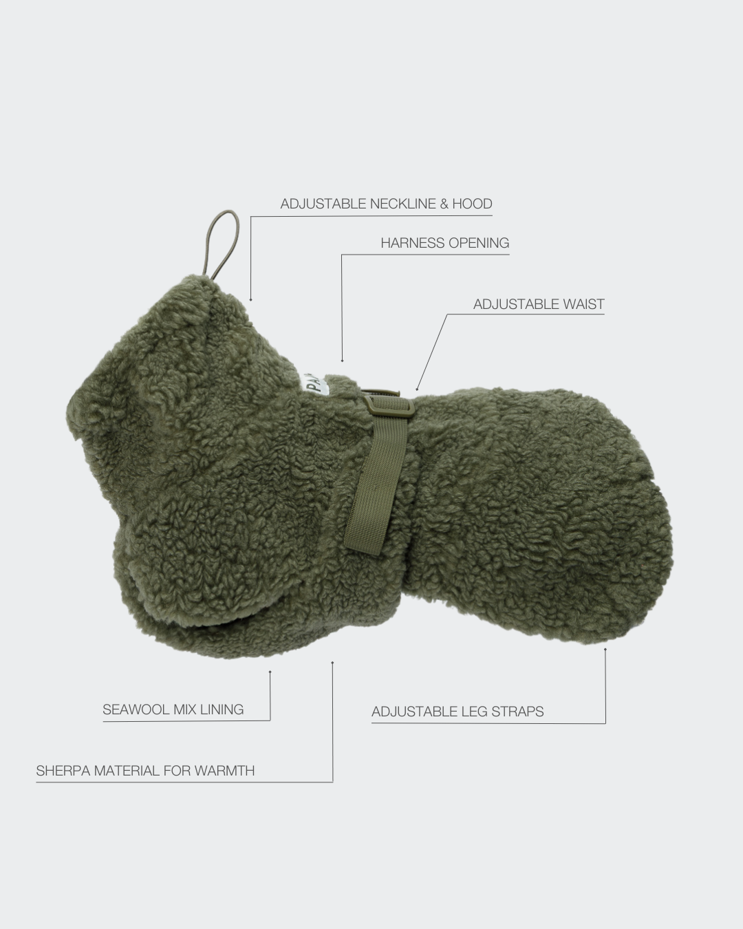 Hundewintermantel Sherpa Olive