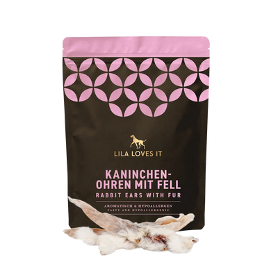 Kaninchenohren mit Fell für Hunde 100g