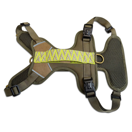 Hundegeschirr Gepolstert Olivegrün/Neongelb