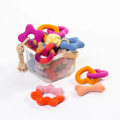 Filz Hundespielzeug Herzen Pink/Orange