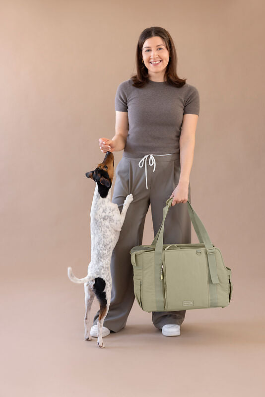2-in-1 Hundetragetasche Weda Crinkled Pale Olive