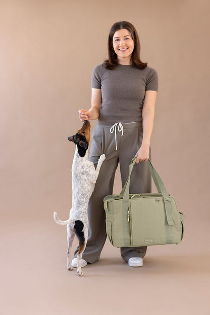 2-in-1 Hundetragetasche Weda Crinkled Pale Olive