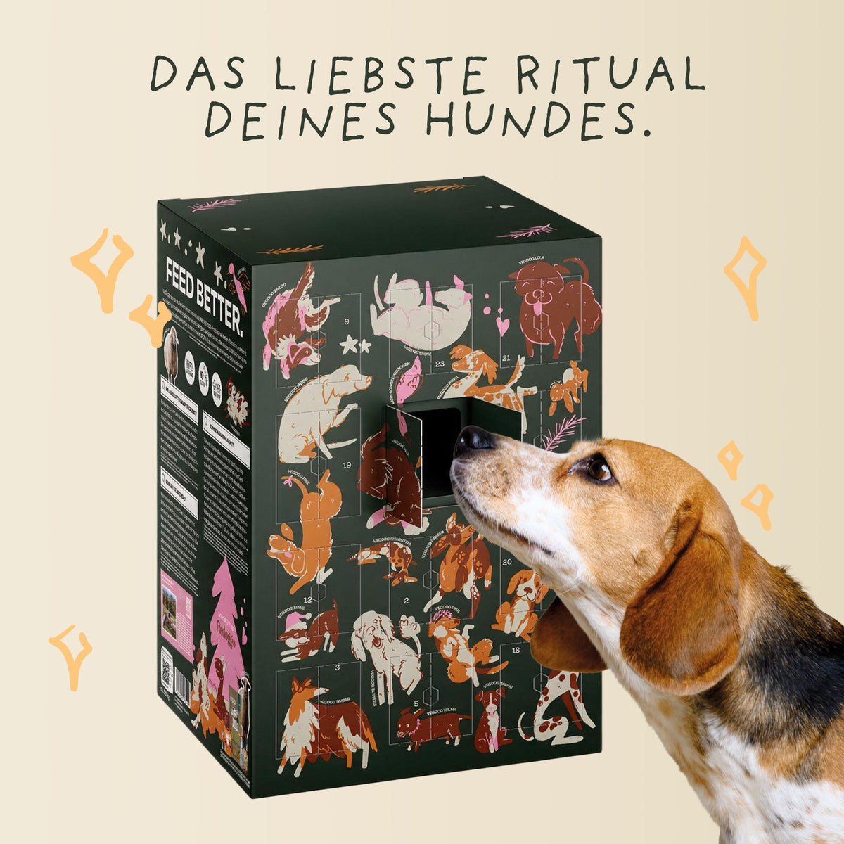 VEGDOG Hunde-Adventskalender Merry Woofmas Groß – Detailansicht