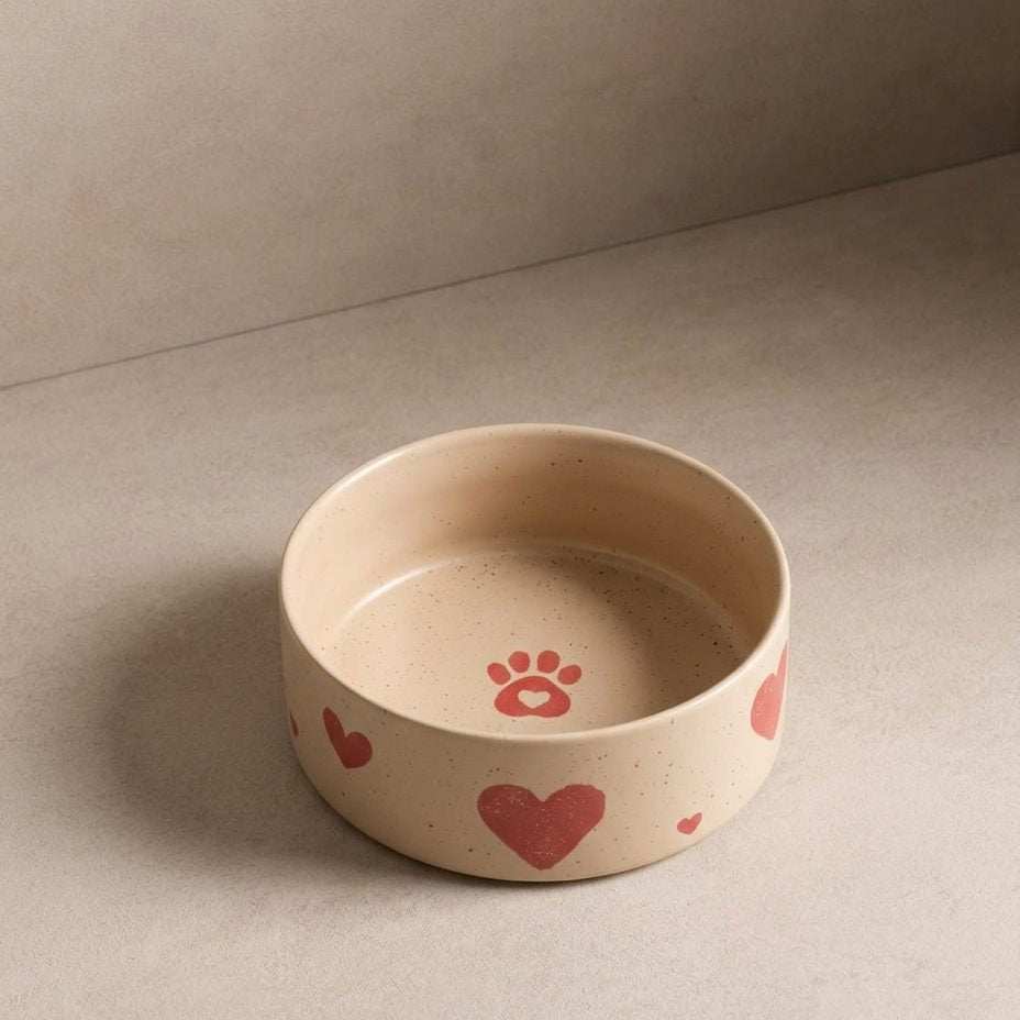 EGG BACK HOME Hundenapf Cozy Hearts 2er-Set – Draufsicht 14 cm