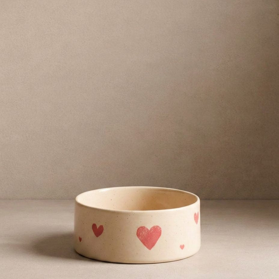 EGG BACK HOME Hundenapf Cozy Hearts 2er-Set – Frontansicht 16,5 cm