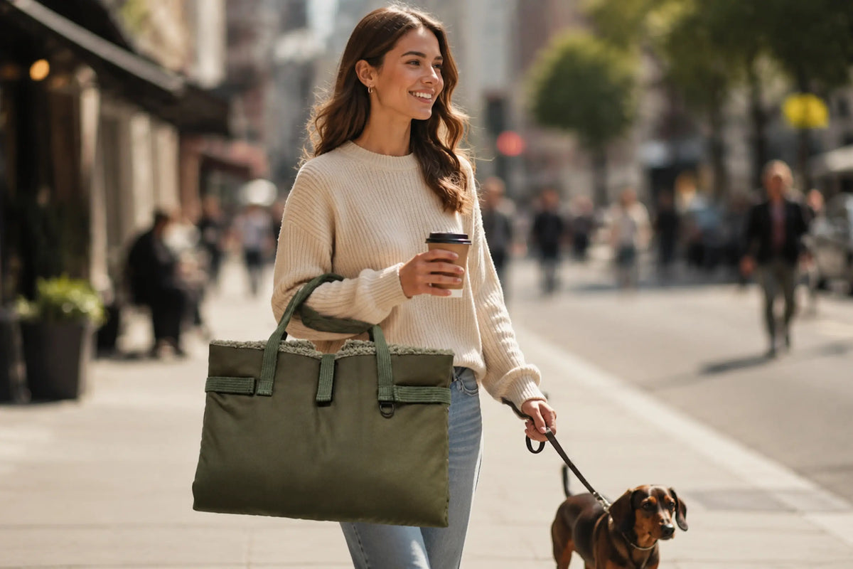 DOGS IN THE CITY Reisematte Travel Pac Paddy Forest Green in Grün – unterwegs mit Hund