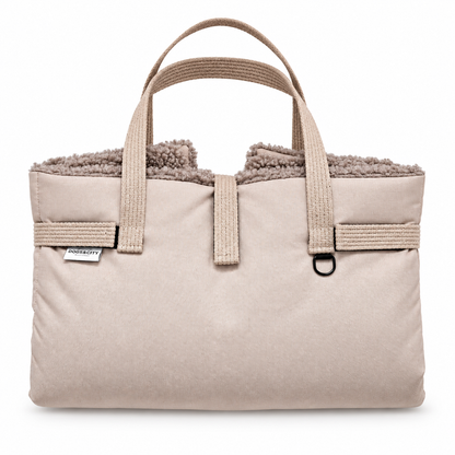 DOGS IN THE CITY Reisematte Travel Pac Paddy Gravel in Beige – gefaltet mit Tragegriffen