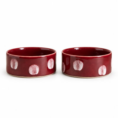 Hundenapf Pop Dots Burgunder 2er-Set