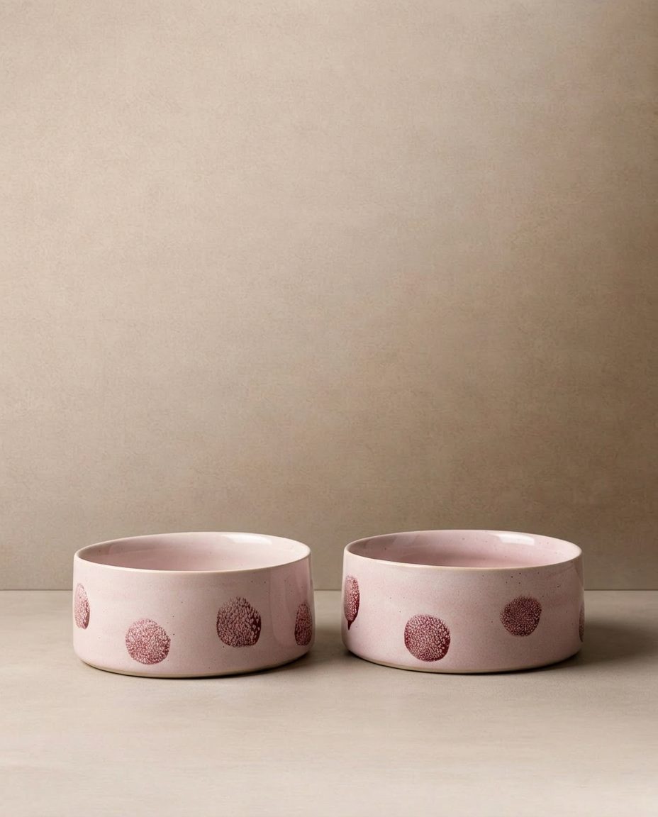 EGG BACK HOME Hundenapf Pop Dots Rosa 2er-Set – Setansicht