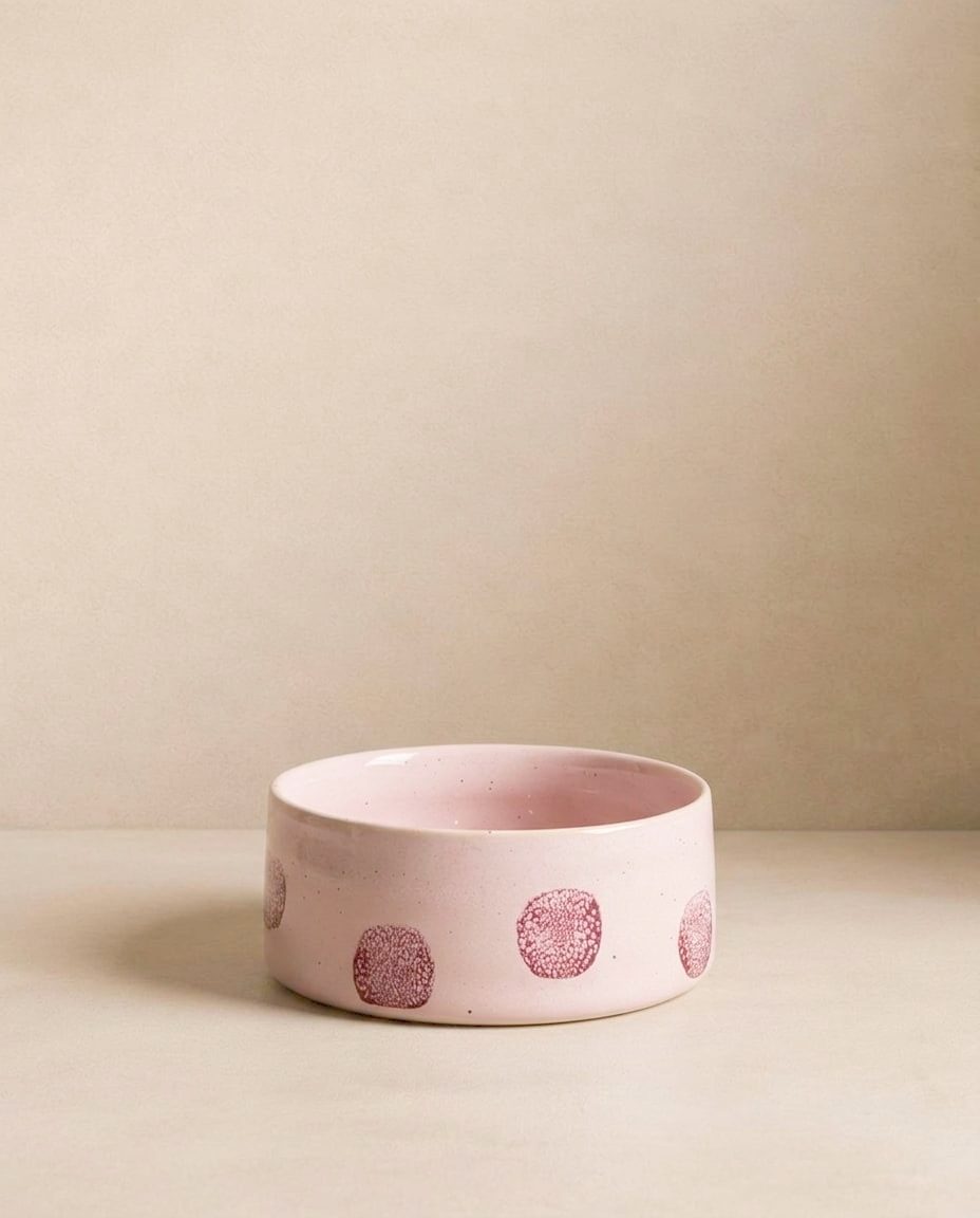 EGG BACK HOME Hundenapf Pop Dots Rosa 2er-Set – Einzelansicht 14 cm