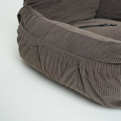 3-in-1 Hundeautositz und Reisebett Lara Cord 2.0 Taupe