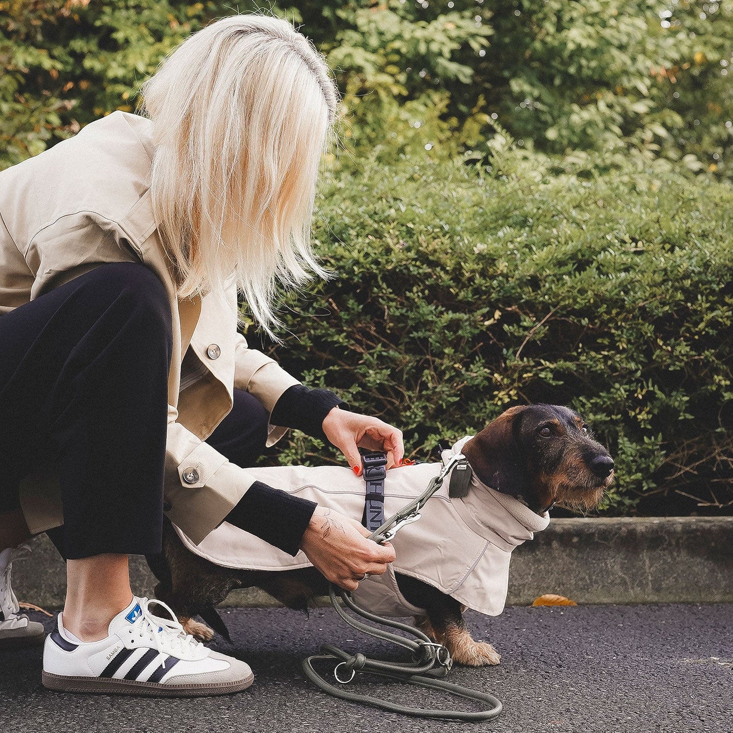 HUNTER Hundemantel Nordby Dackel Creme – Trageansicht 2