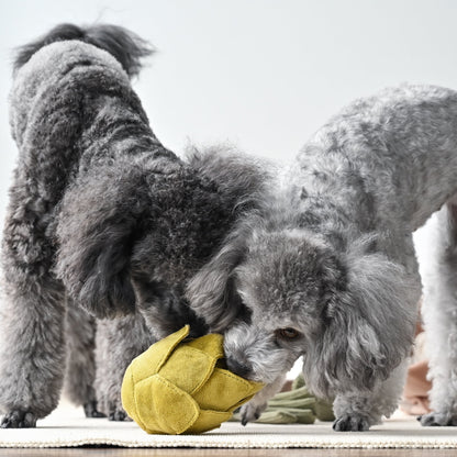 LAMBWOLF Artischocke – Hund bei der Leckerli-Suche zwischen den Blättern
