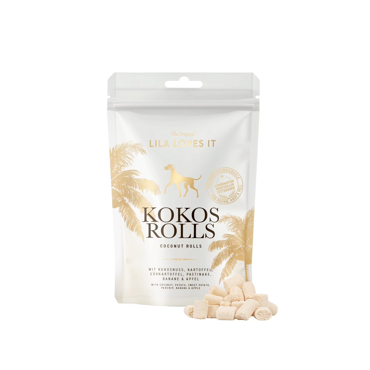 LILA LOVES IT Kokos Rolls 200 g – freigestellte Packung mit Kokos-Snacks
