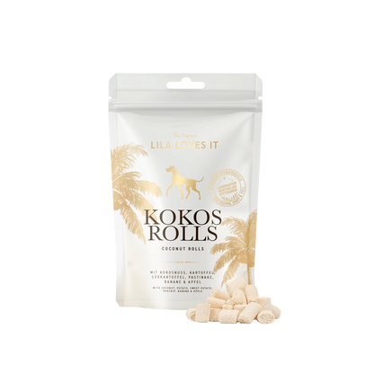 LILA LOVES IT Kokos Rolls 200 g – freigestellte Packung mit Kokos-Snacks
