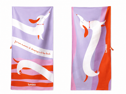 Beach Towel Dackel Edition Lilac Sunset