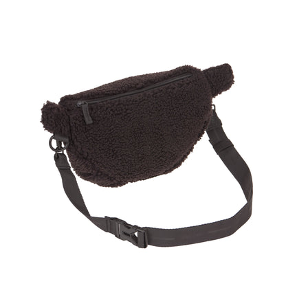 PALOPA Leckerlitasche Emma Teddy-Fleece Brownie – Rückansicht mit Schultergurt