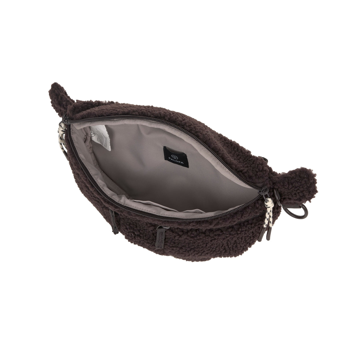 PALOPA Leckerlitasche Emma Teddy-Fleece Brownie – Innenansicht des Hauptfachs