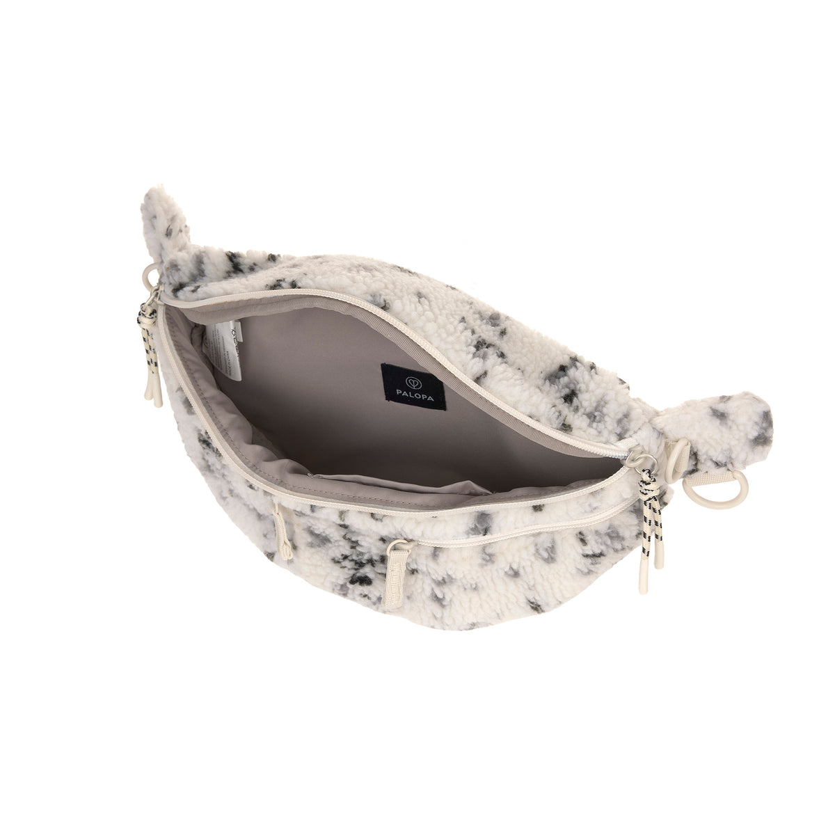 PALOPA Leckerlitasche Emma Teddy-Fleece Speckled Creme – Innenansicht des Hauptfachs