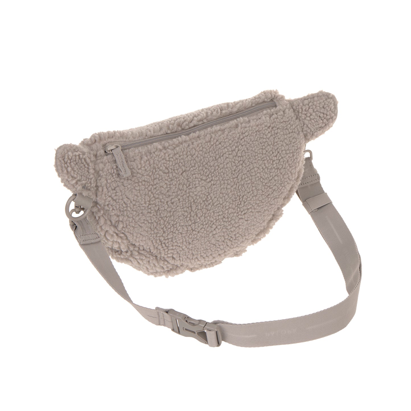 PALOPA Leckerlitasche Emma Teddy-Fleece Taupe – Rückansicht mit Schultergurt