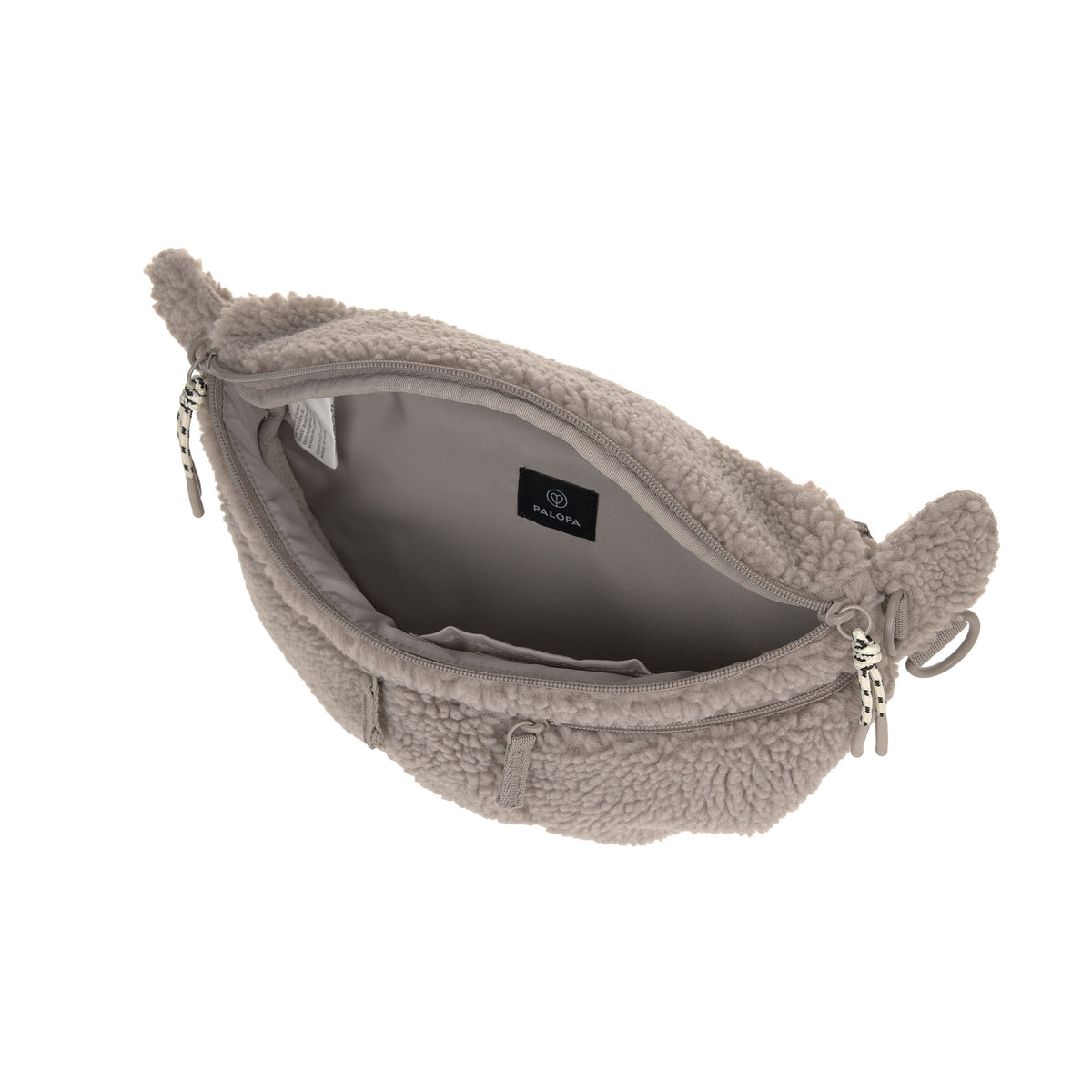 PALOPA Leckerlitasche Emma Teddy-Fleece Taupe – Innenansicht des Hauptfachs
