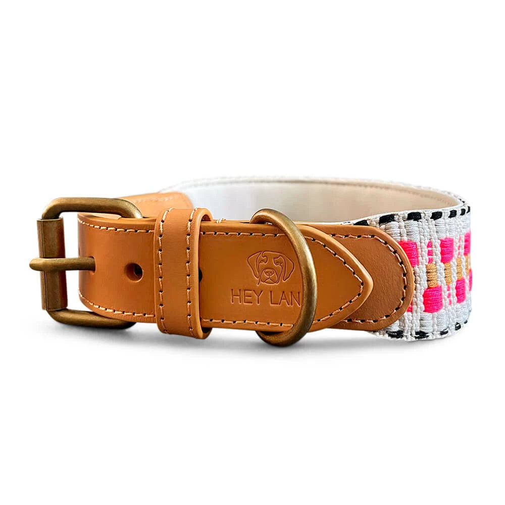 Hundehalsband Gepolstert Pink/Beige