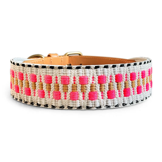 Hundehalsband Gepolstert Pink/Beige