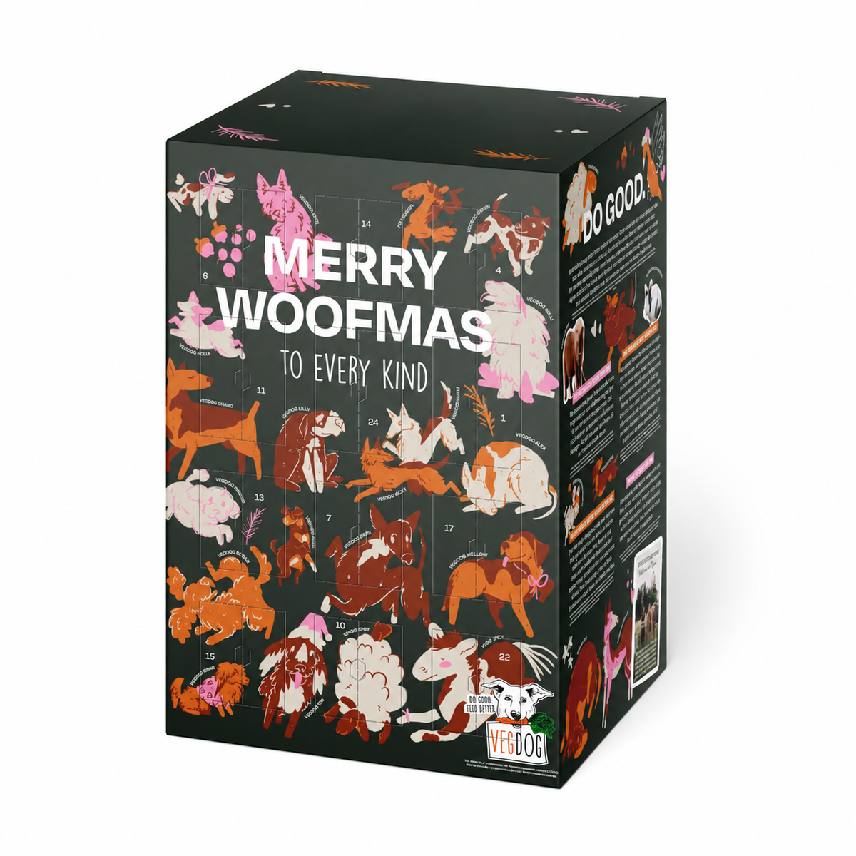 VEGDOG Adventskalender Merry Woofmas Groß – freigestellte Hauptansicht auf weißem Hintergrund