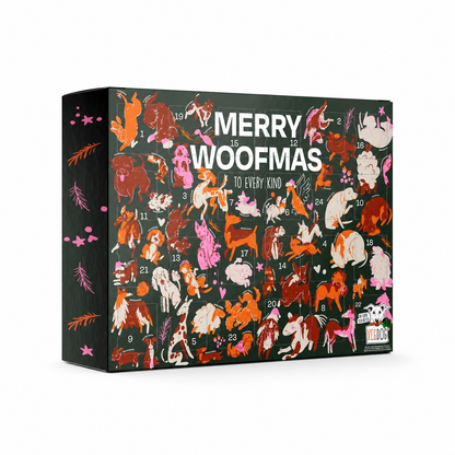 VEGDOG Adventskalender Merry Woofmas Klein – freigestellte Hauptansicht auf weißem Hintergrund