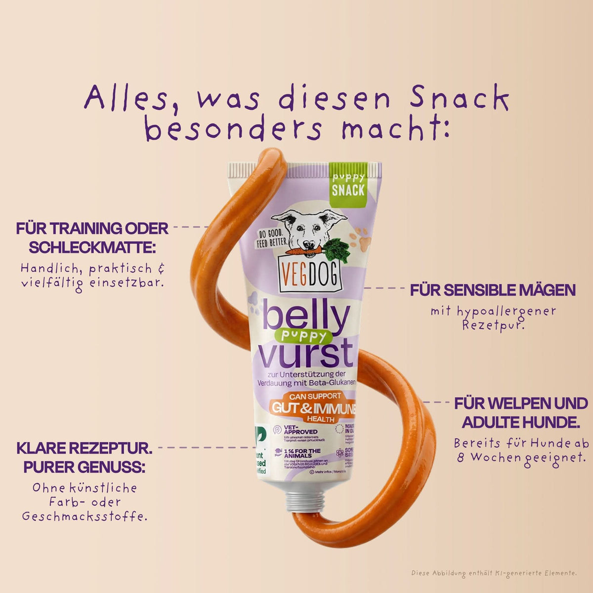 VEGDOG Belly Vurst – Eigenschaften des Schlecksnacks
