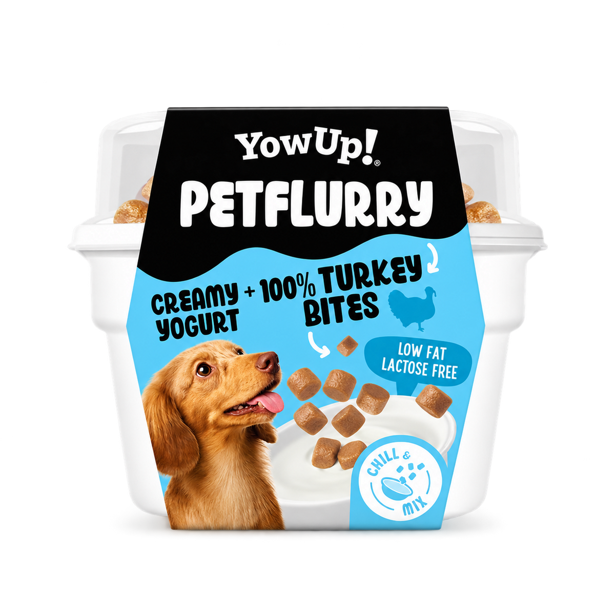 YOWUP! PetFlurry Pute 130 g – Joghurt-Snack für Hunde, freigestellt